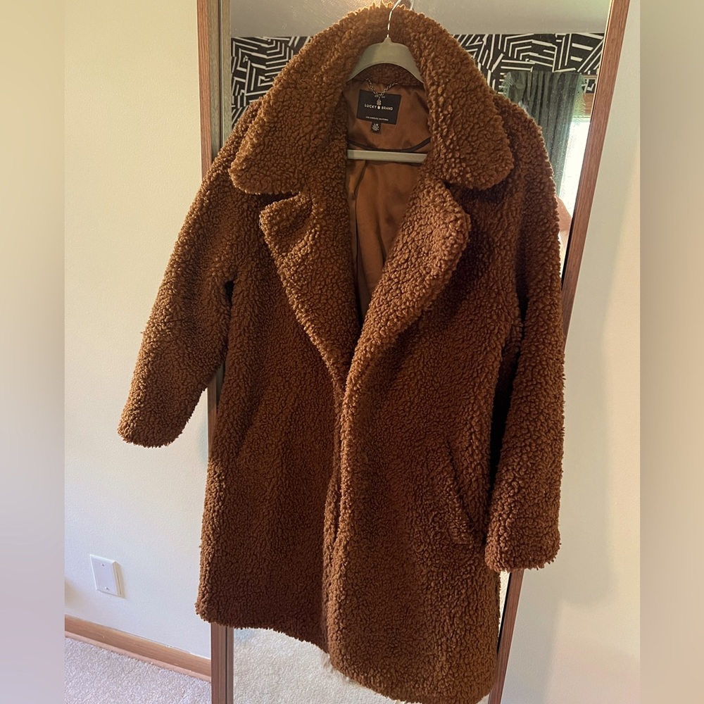Long line teddy coat, oversized fit